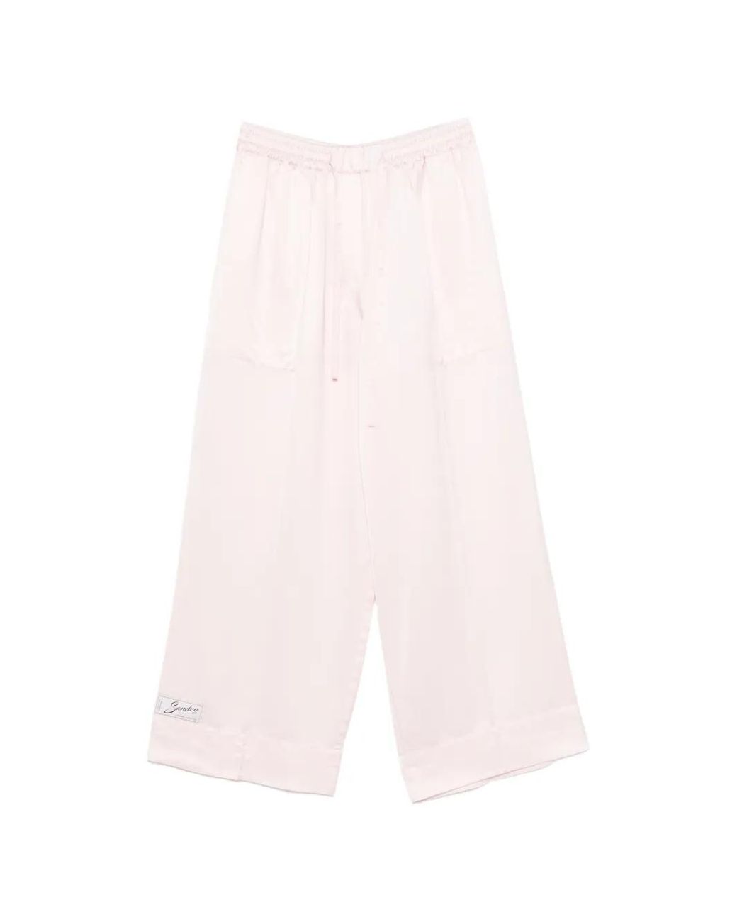 Sandro Pink Satin Wide-Leg Trousers