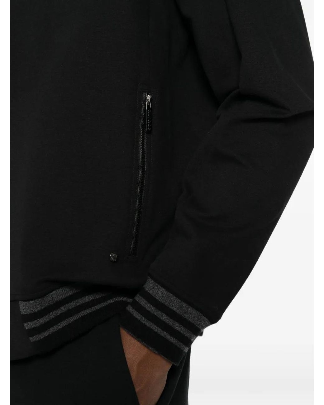 Panicale Black Sweat Zippé À Finitions Rayées for men