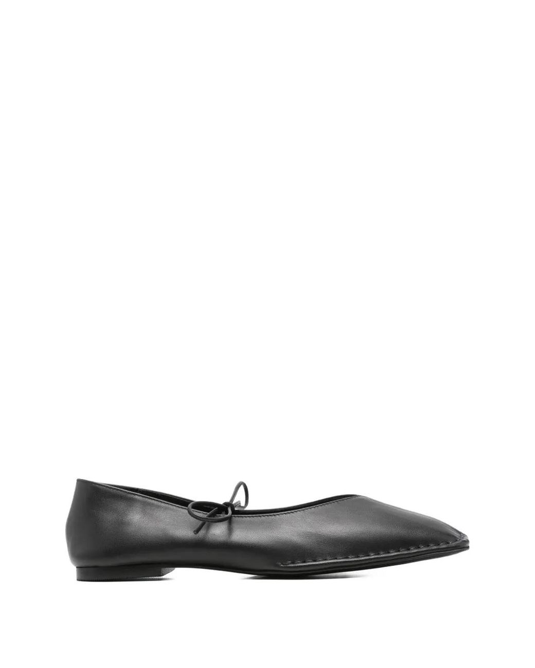 Alohas White Bow-Detail Square-Toe Ballet Flats