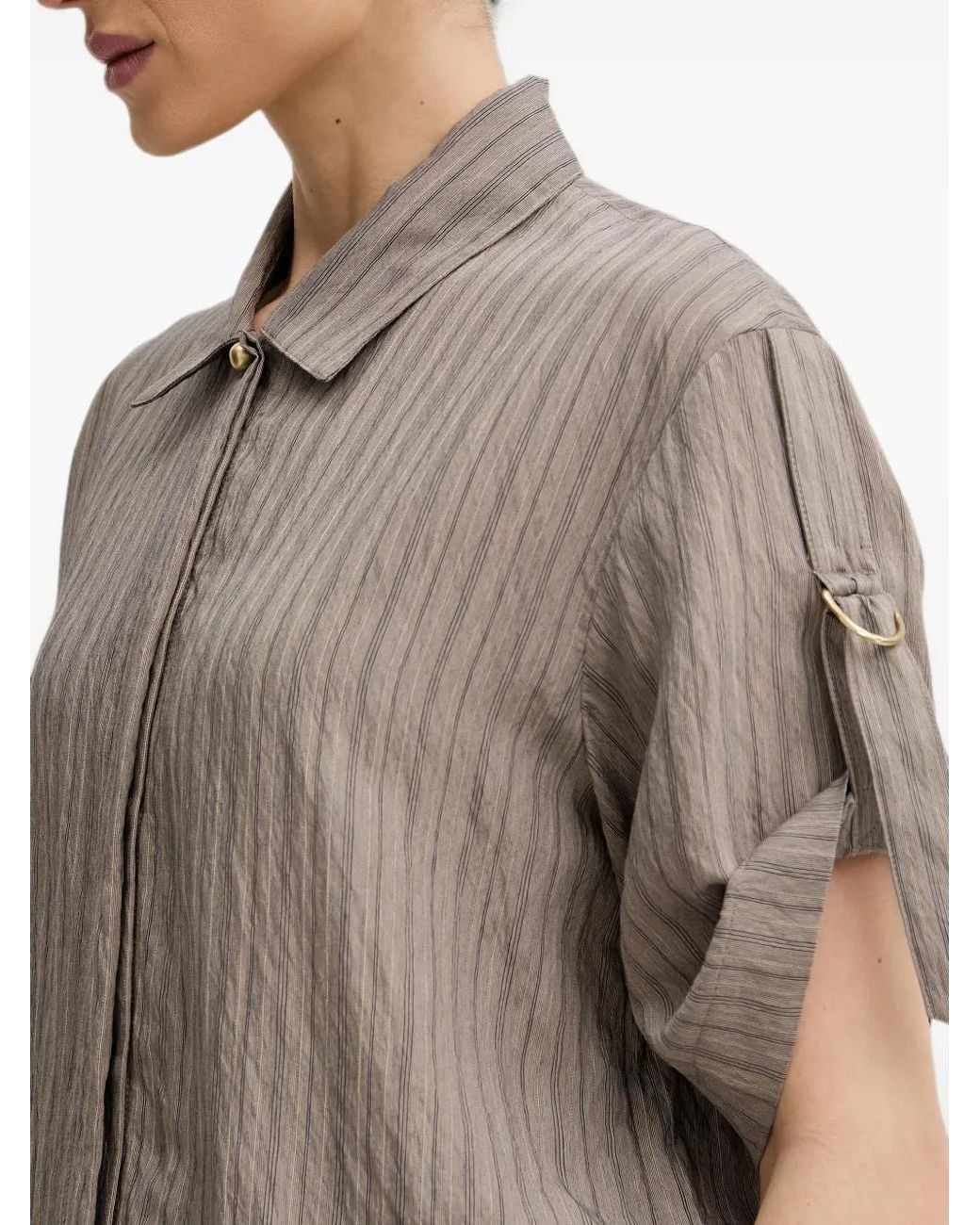 Sessun Gray Safara Striped Buckle-Detail Shirt