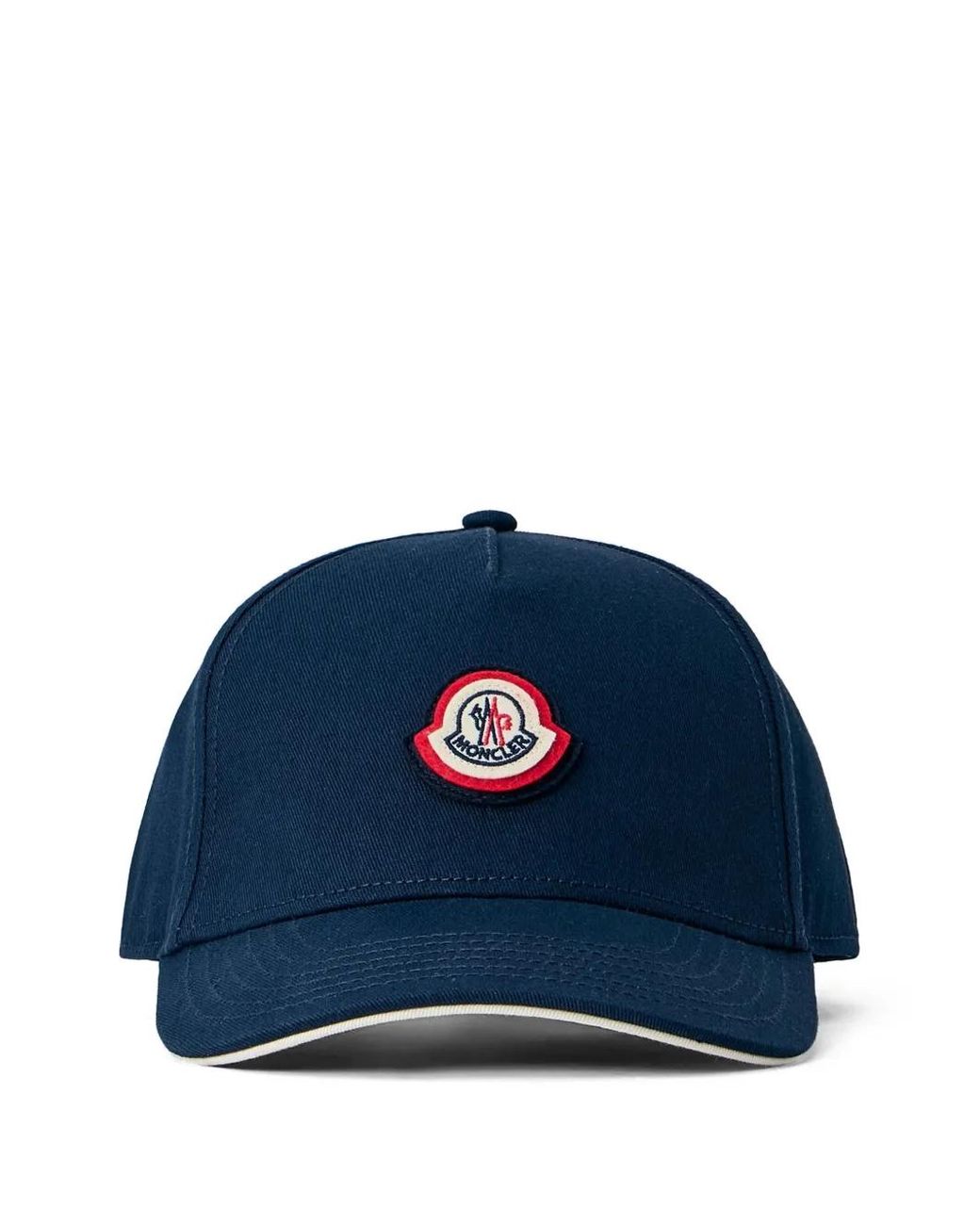 Moncler Blue Embroidered Front Logo Patch Baseball Cap With Curved Brim, Eyelet Vents & Adjustable Back Strap for men