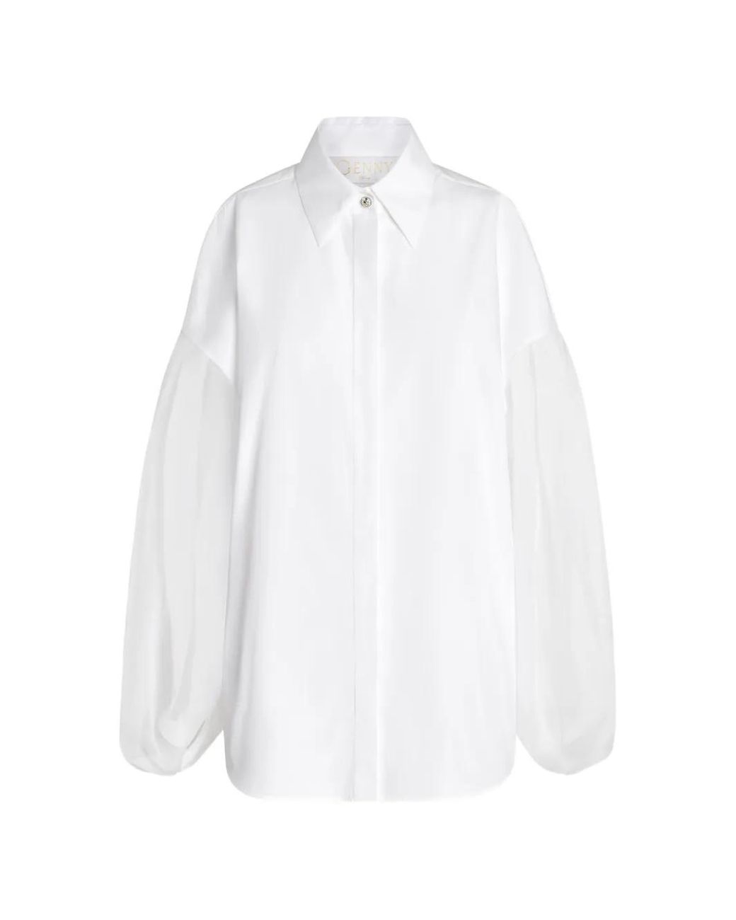 Genny White Sheer-Sleeves Shirt