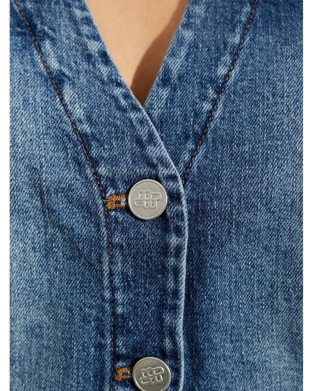 Munthe Blue Cassia Faded Short-Sleeve Shirt