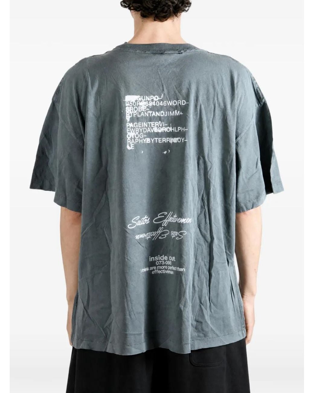 SAITOS Blue Kurt Image Distressed T-Shirt