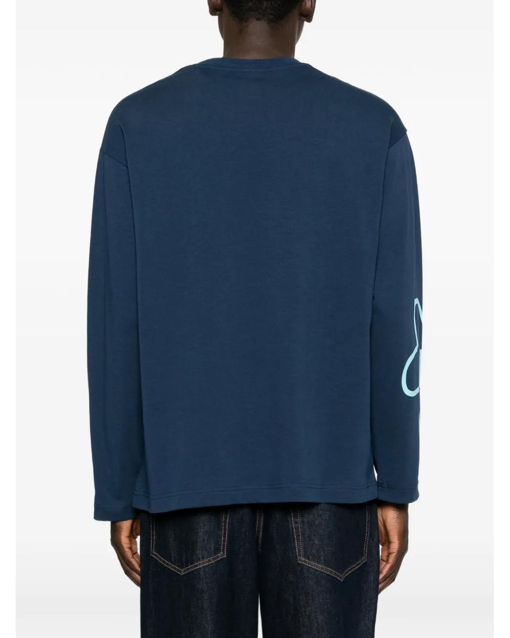 flâneur Blue Blossom Logo-Print Long-Sleeve T-Shirt for men