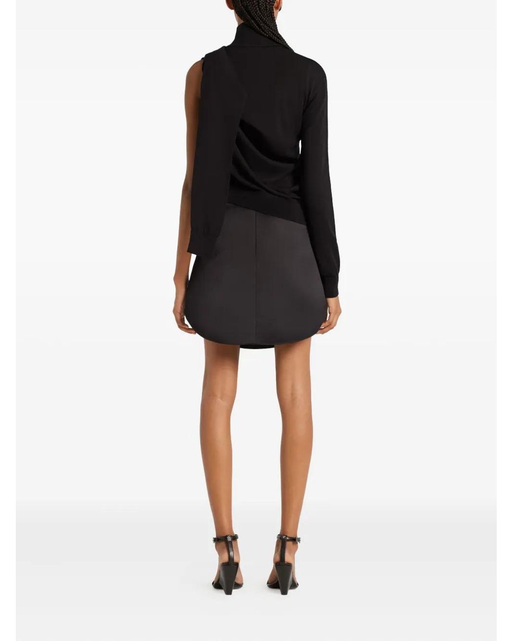 Courreges Black Asymmetric Turtleneck Sweater