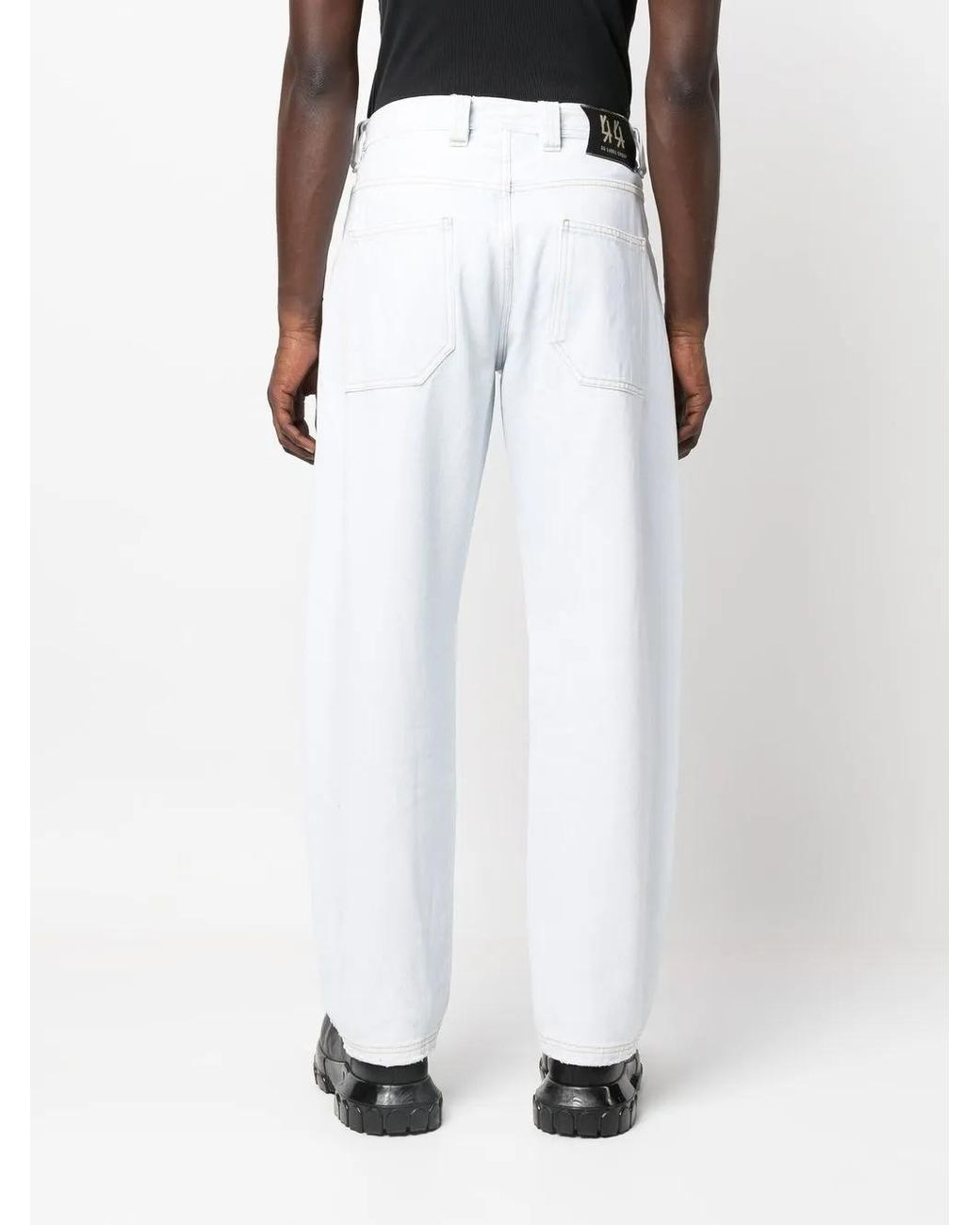 44 Label Group White Graphic-Print Straight-Leg Jeans