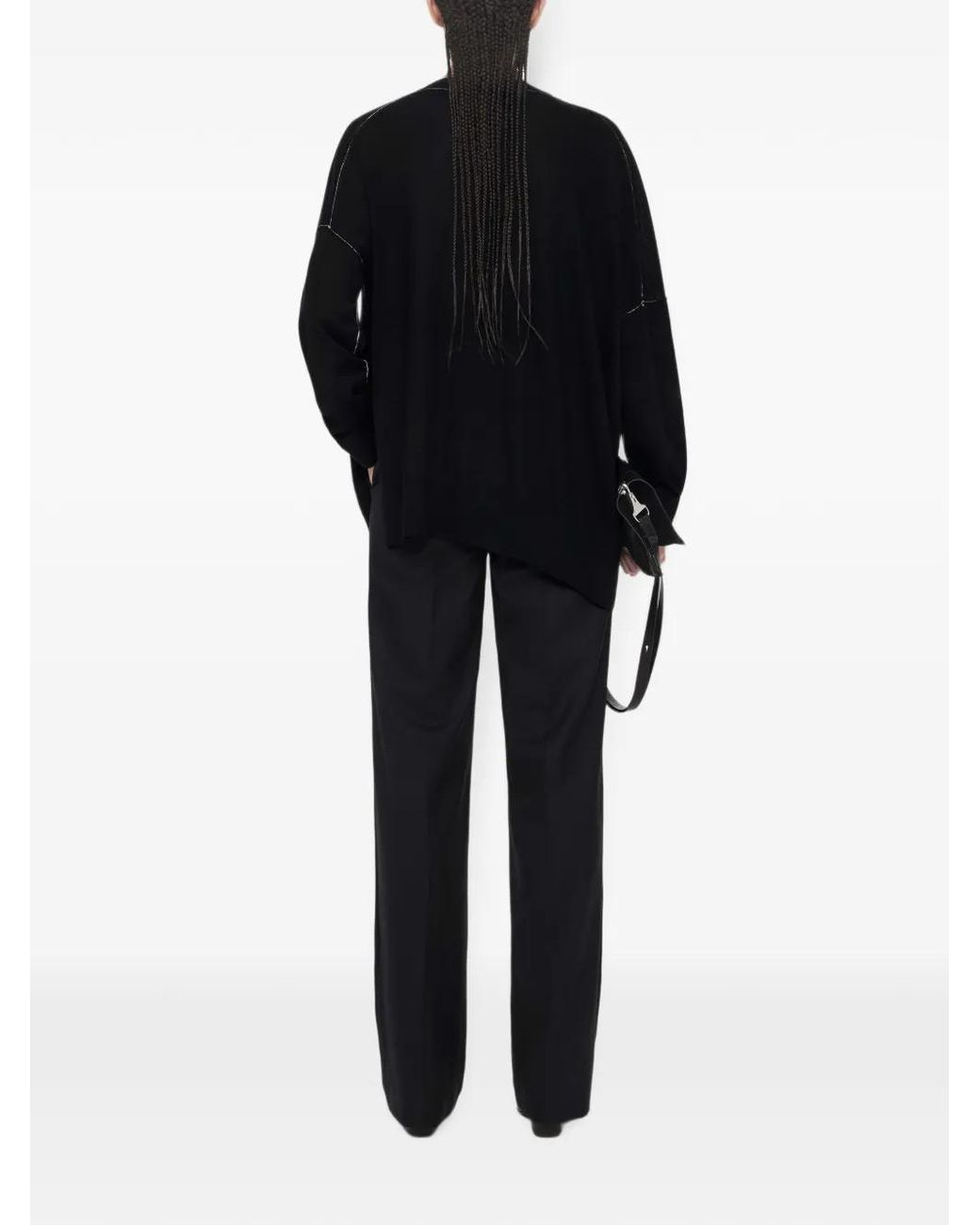AllSaints Black Martel Asymmetric-Hem Sweater