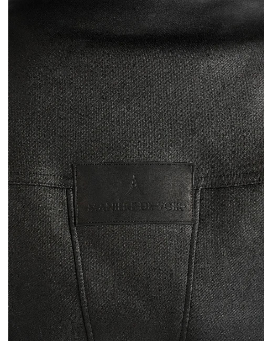 Manière De Voir Black Karla Wax-Effect Cinch-Waist Jacket