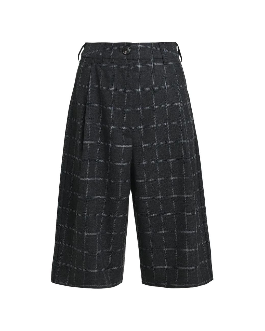 Essentiel Antwerp Gray Kreme Checked Shorts