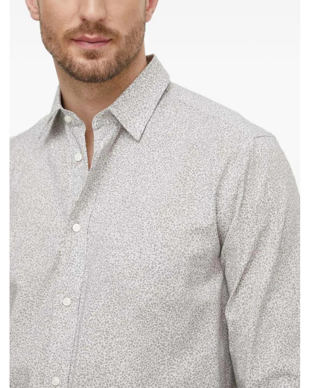 Sisley Gray Patterned Buttoned Shirt for men