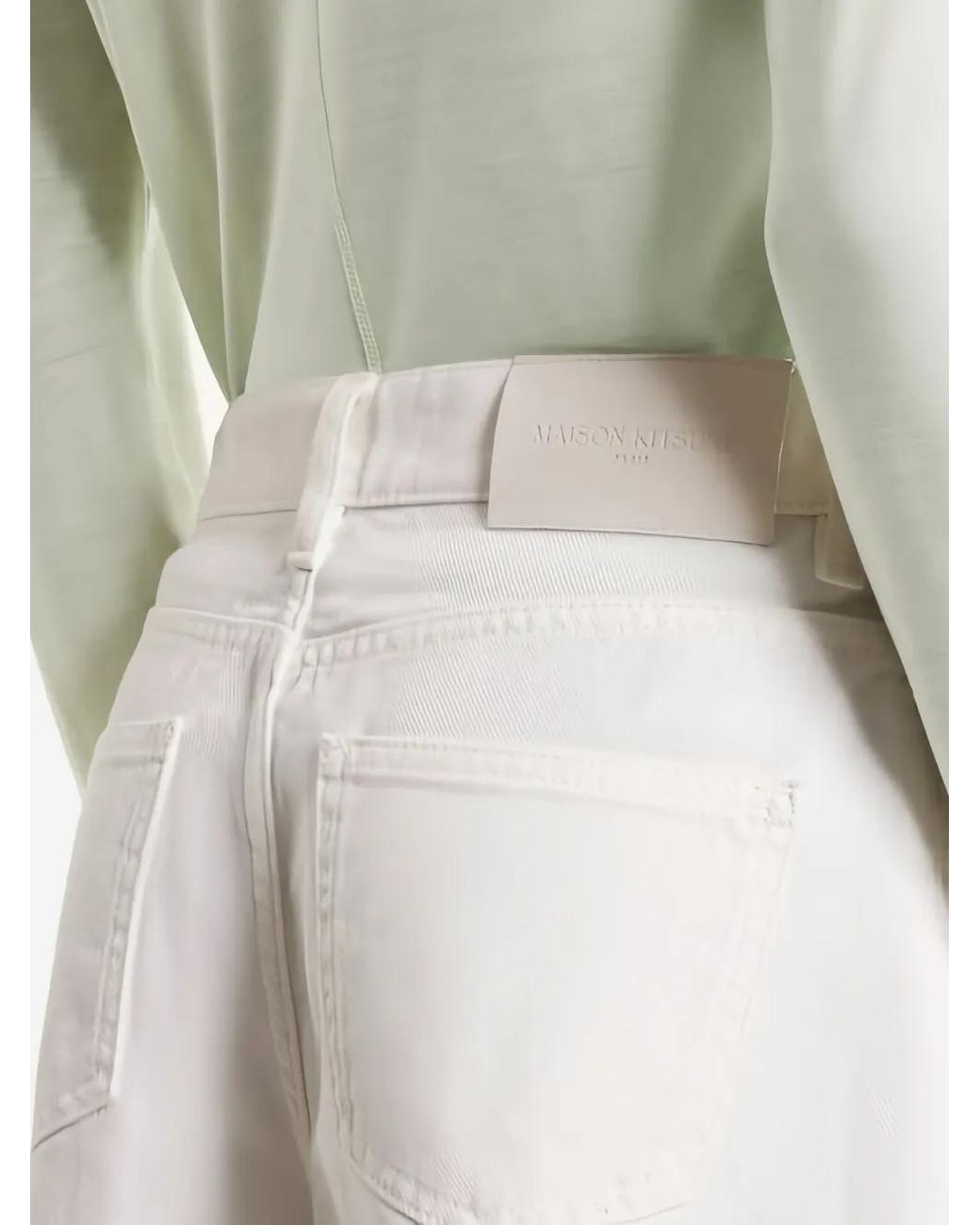Maison Kitsuné White Denim Cotton Shorts