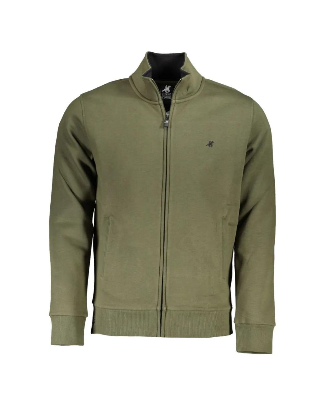 U.S. Grand Green Embroidered-Logo Zip-Up Sweatshirt for men