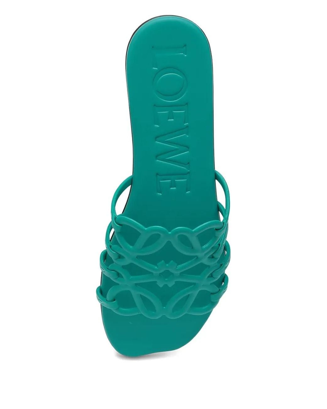 Loewe Green Petal Anagram Leather Sandals