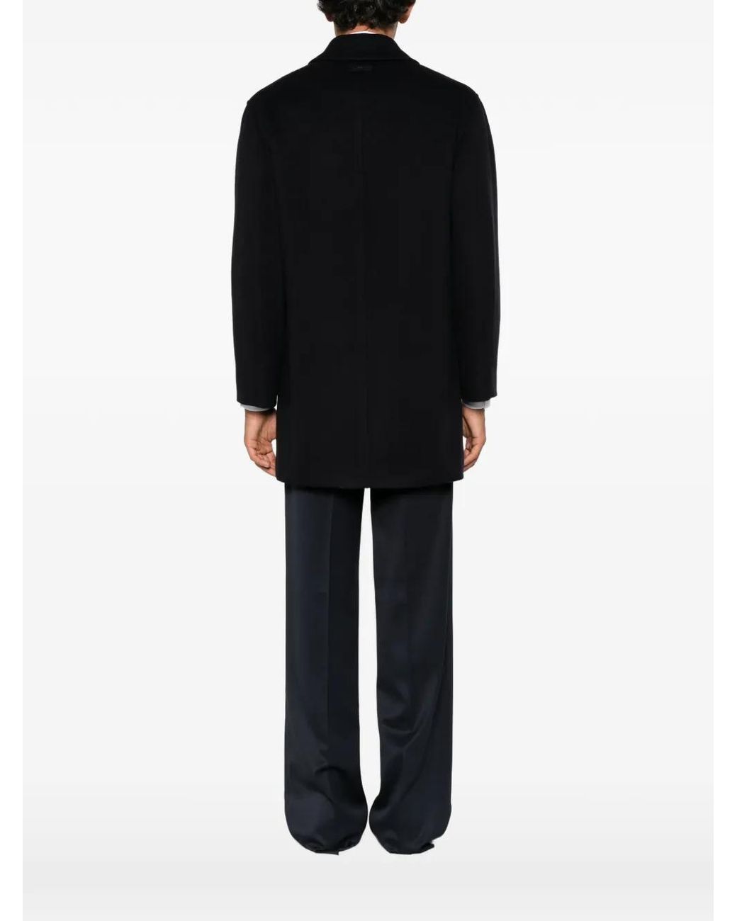 Lardini Black Peggy Concealed-Front Virgin Wool Coat for men