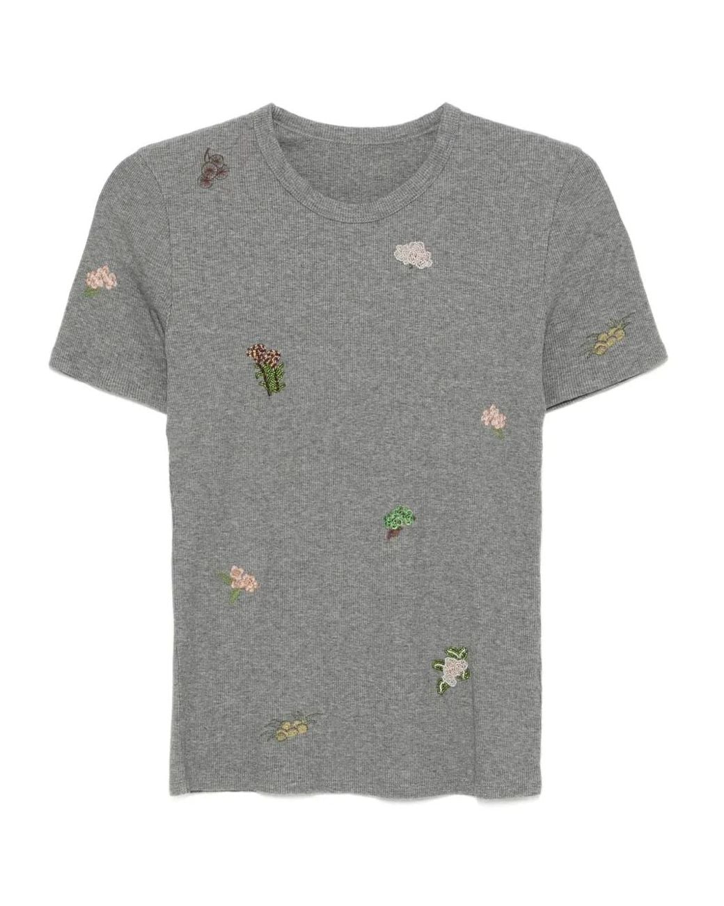 JNBY Gray Graphic-Embroidered T-Shirt
