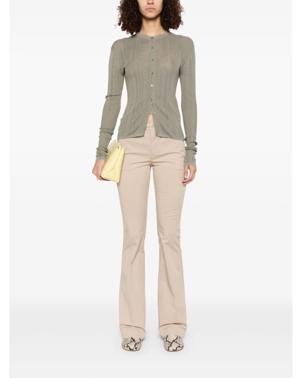 Twinset Natural Flared Twill Trousers