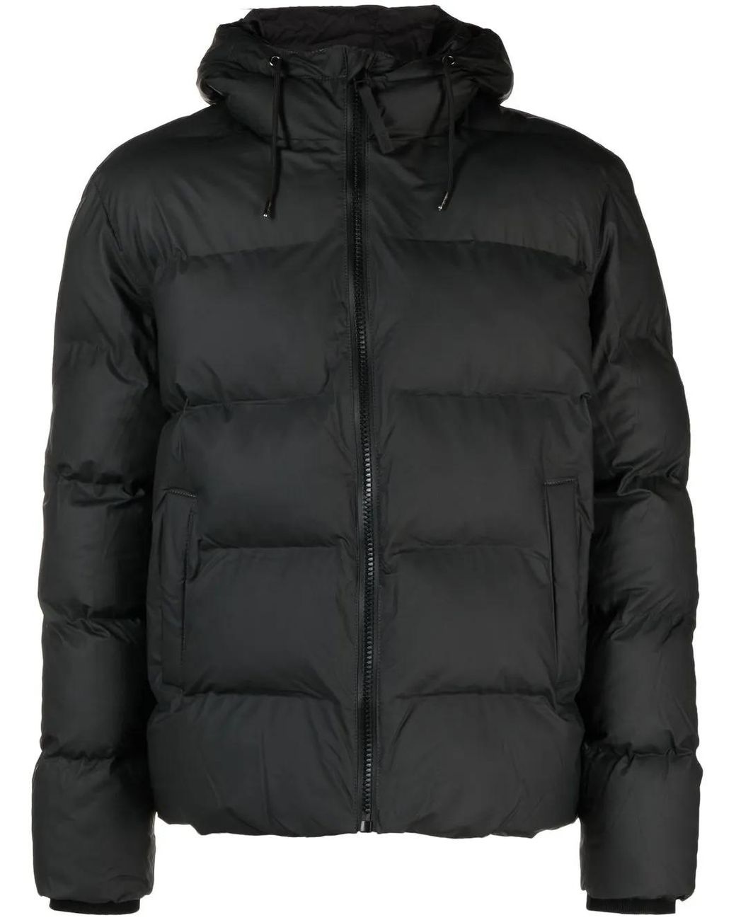 Rains Black Metallic-Sheen Puffer Jacket