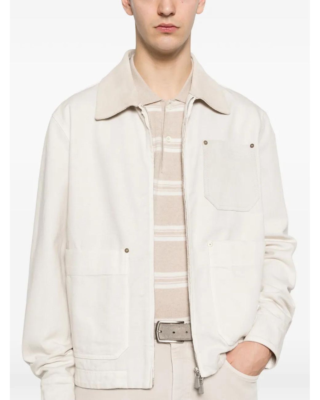 Eleventy White Collar Pocket Jacket for men