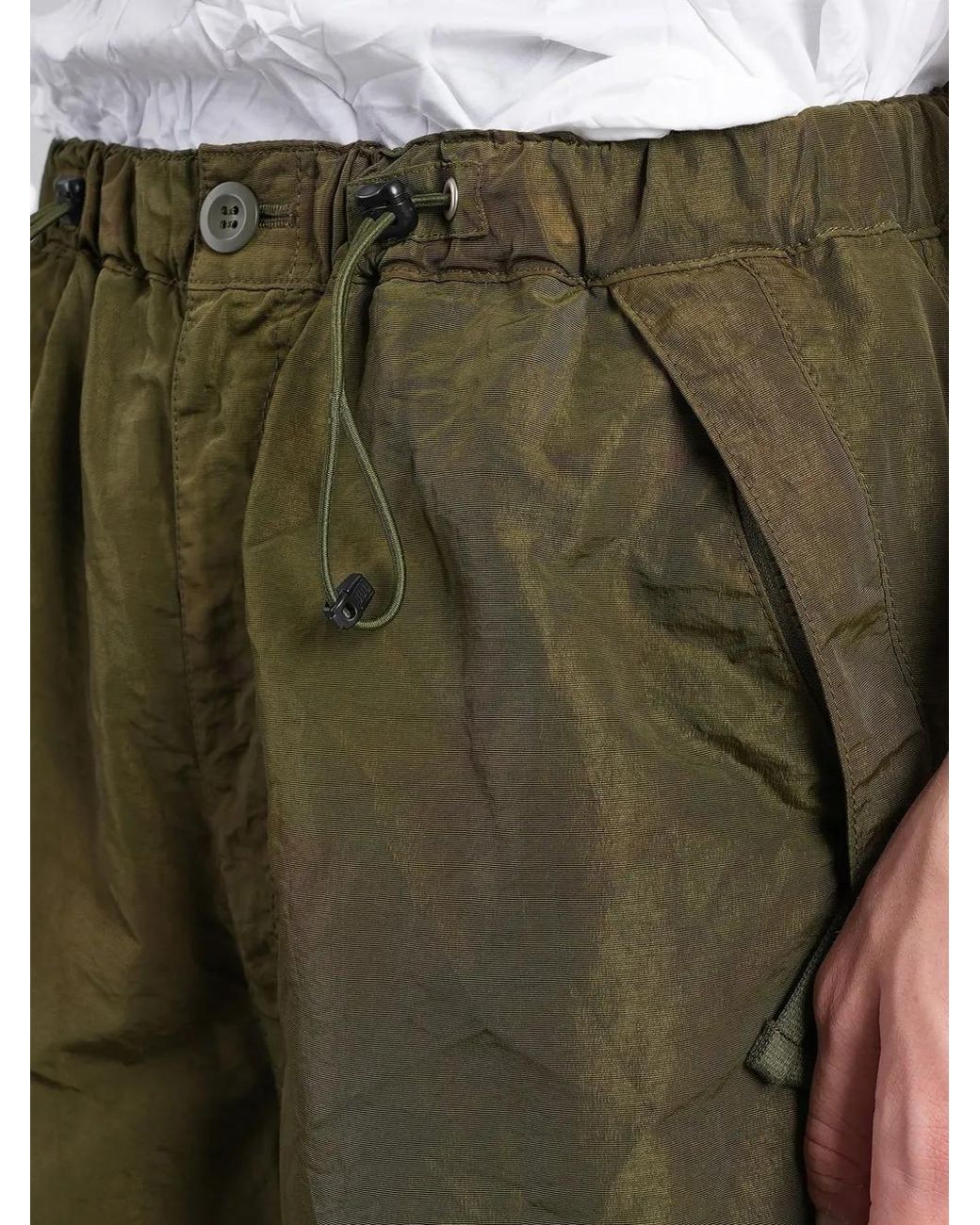 Comme des Garçons Green Creased Drawstring Cargo Pants for men