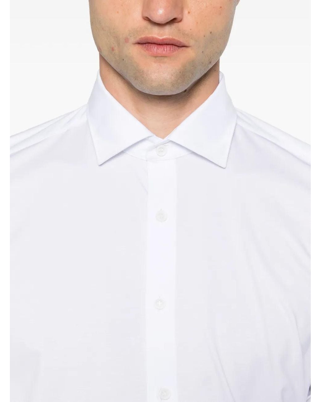 Olymp White Spread-Collar Long-Sleeve Shirt for men