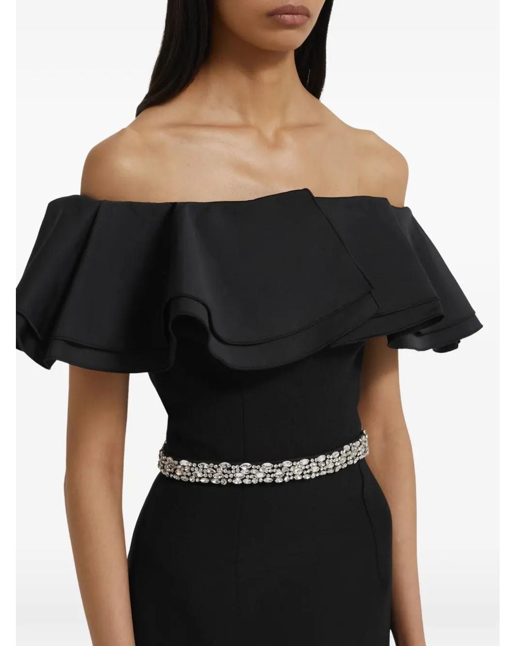 Safiyaa Black Ryan Off-The-Shoulder Maxi Dress
