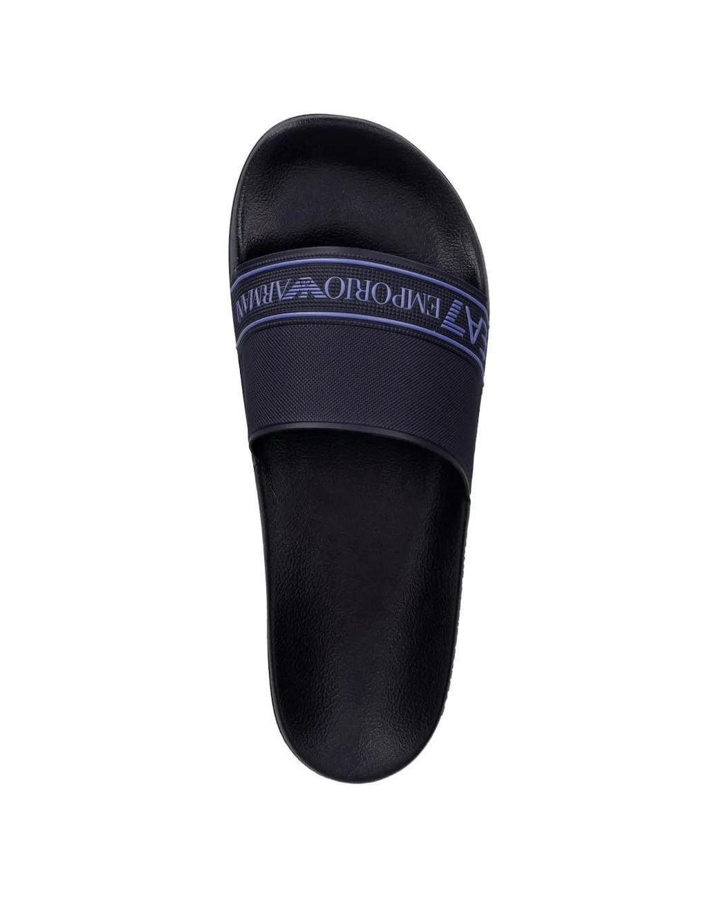 EA7 Blue Logo-Print Slides