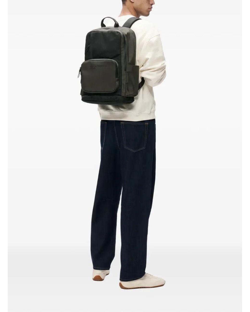 Karl Lagerfeld Black Logo-Embossed Backpack for men