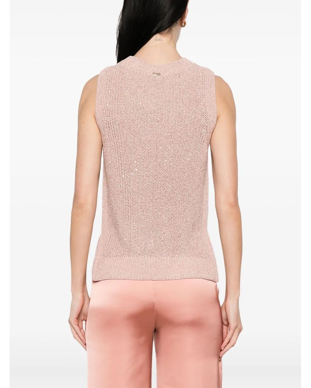 Herno Pink Textured Knit Sleeveless Top