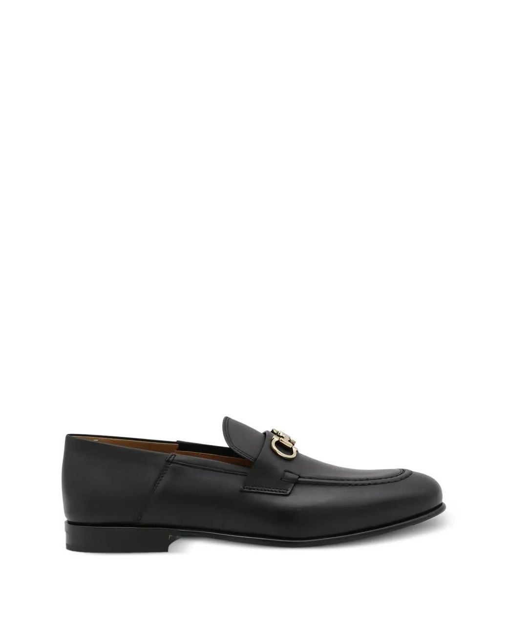 Ferragamo Black Gancini Leather Loafers