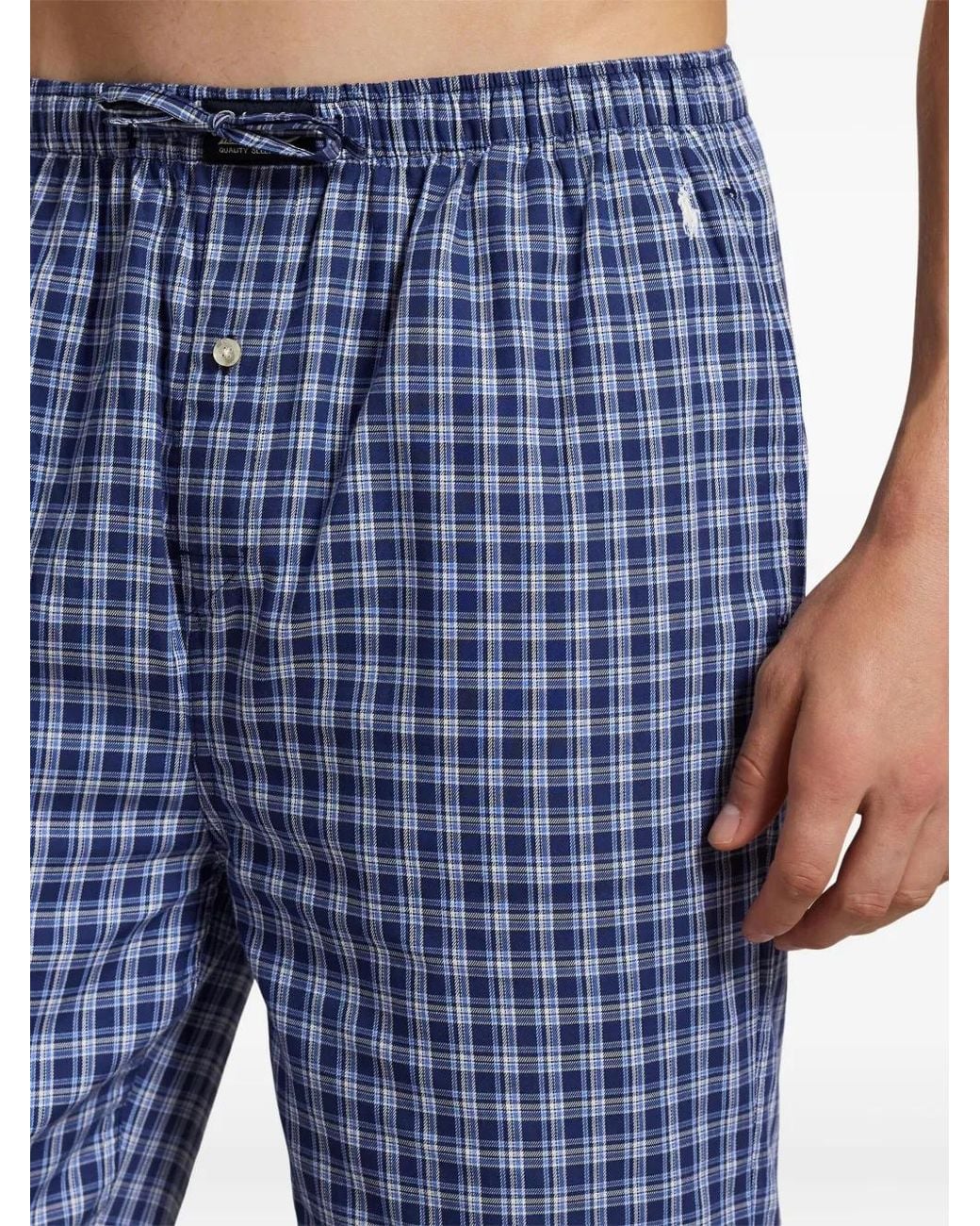 Polo Ralph Lauren Blue Checked Cotton Pyjamas for men