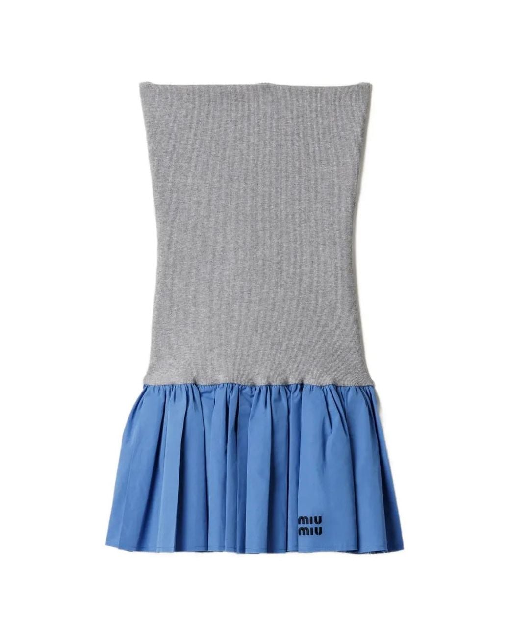 Miu Miu Blue Gonne Jersey+Popeline