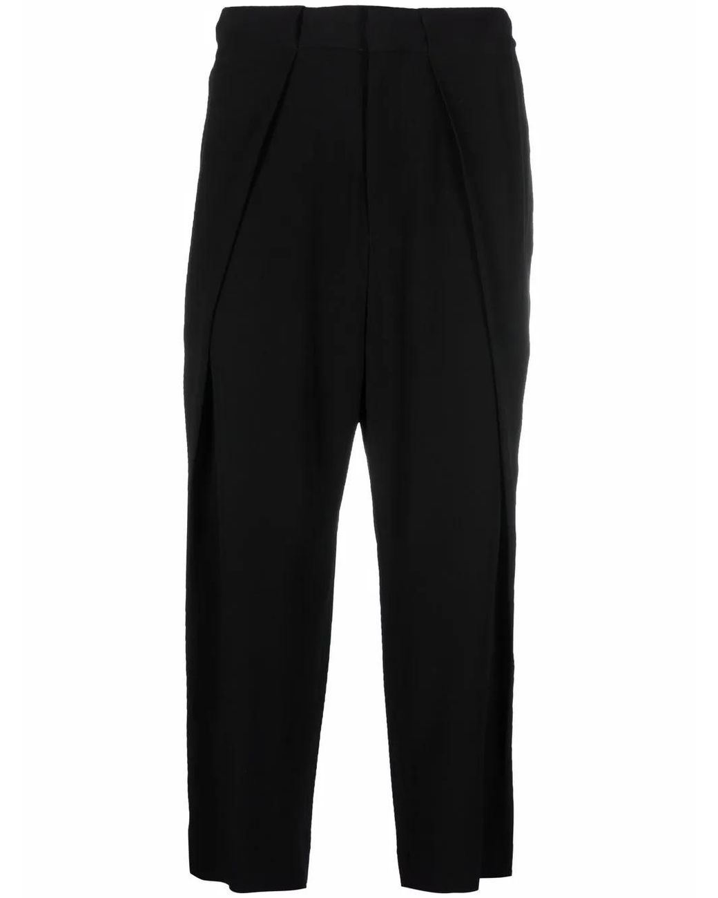 Balmain Black Side Folded Crepe Pants for men