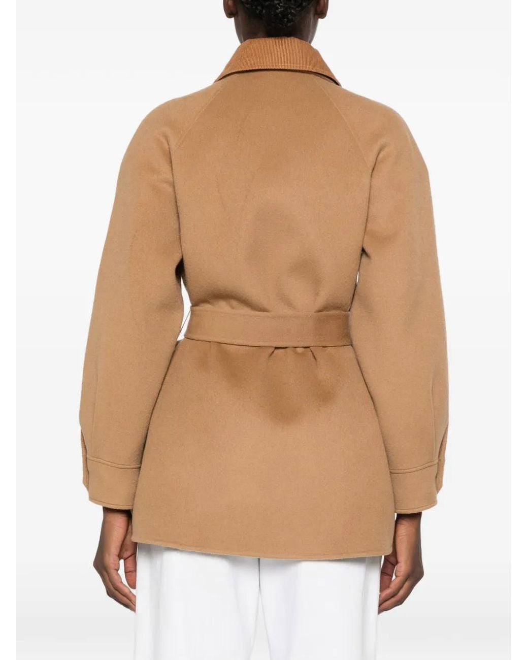 Maje Natural Belted Button-Front Wool Coat
