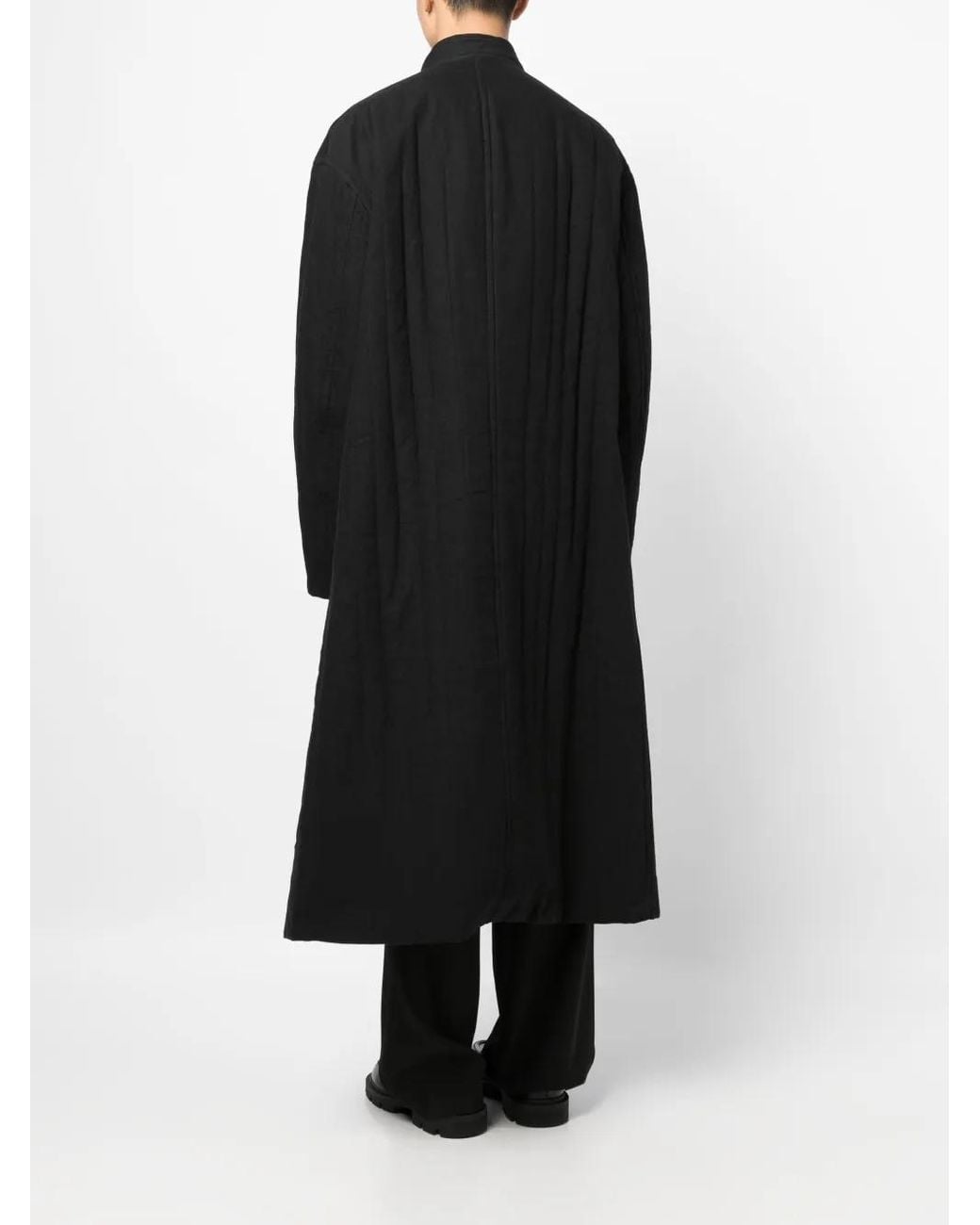 Yohji Yamamoto Black Single-Breasted Drop-Shoulder Coat for men