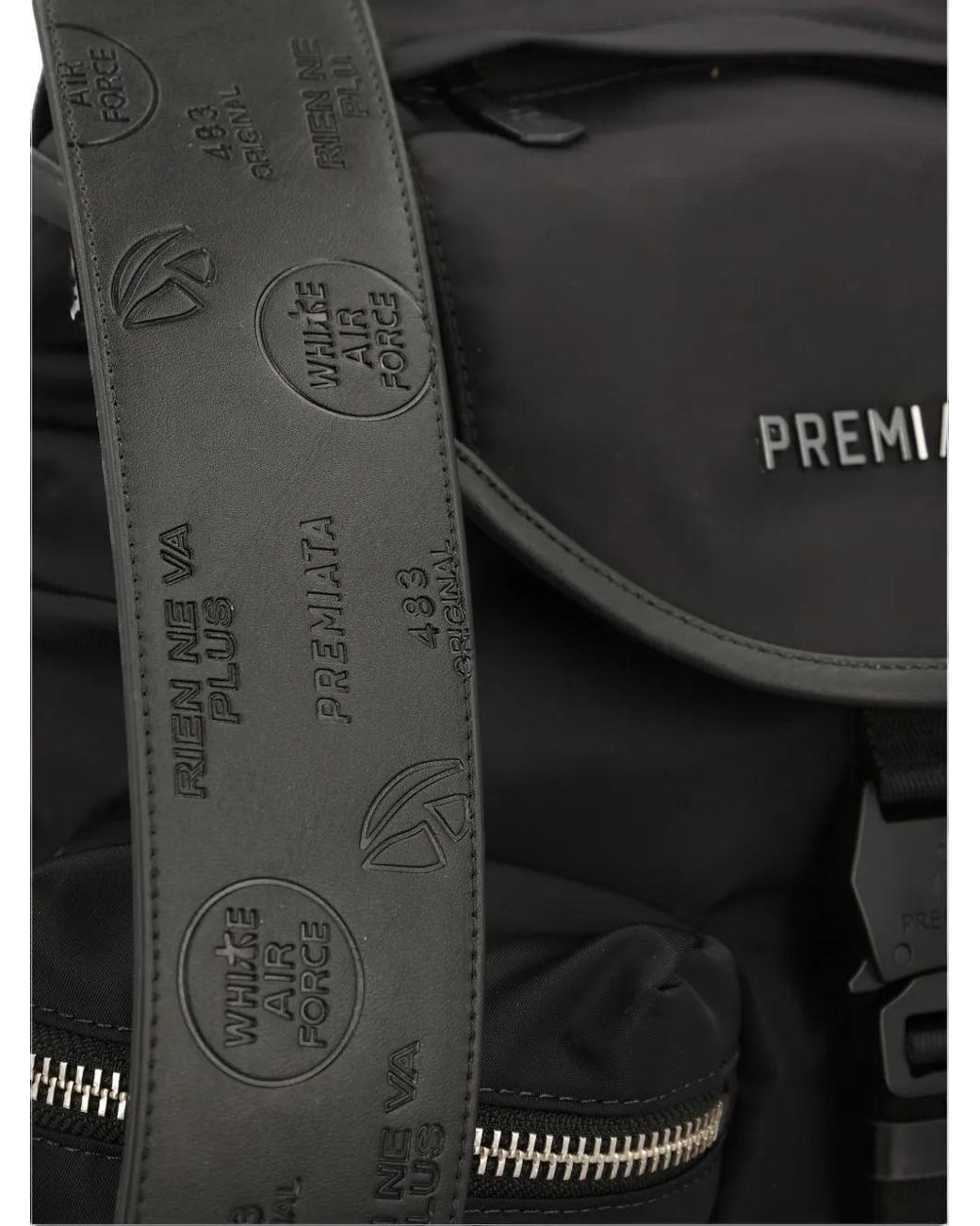 Premiata Black Buckled Backpack for men