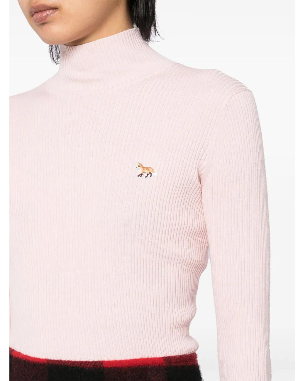 Maison Kitsuné Pink Embroidered Logo Knitted Top