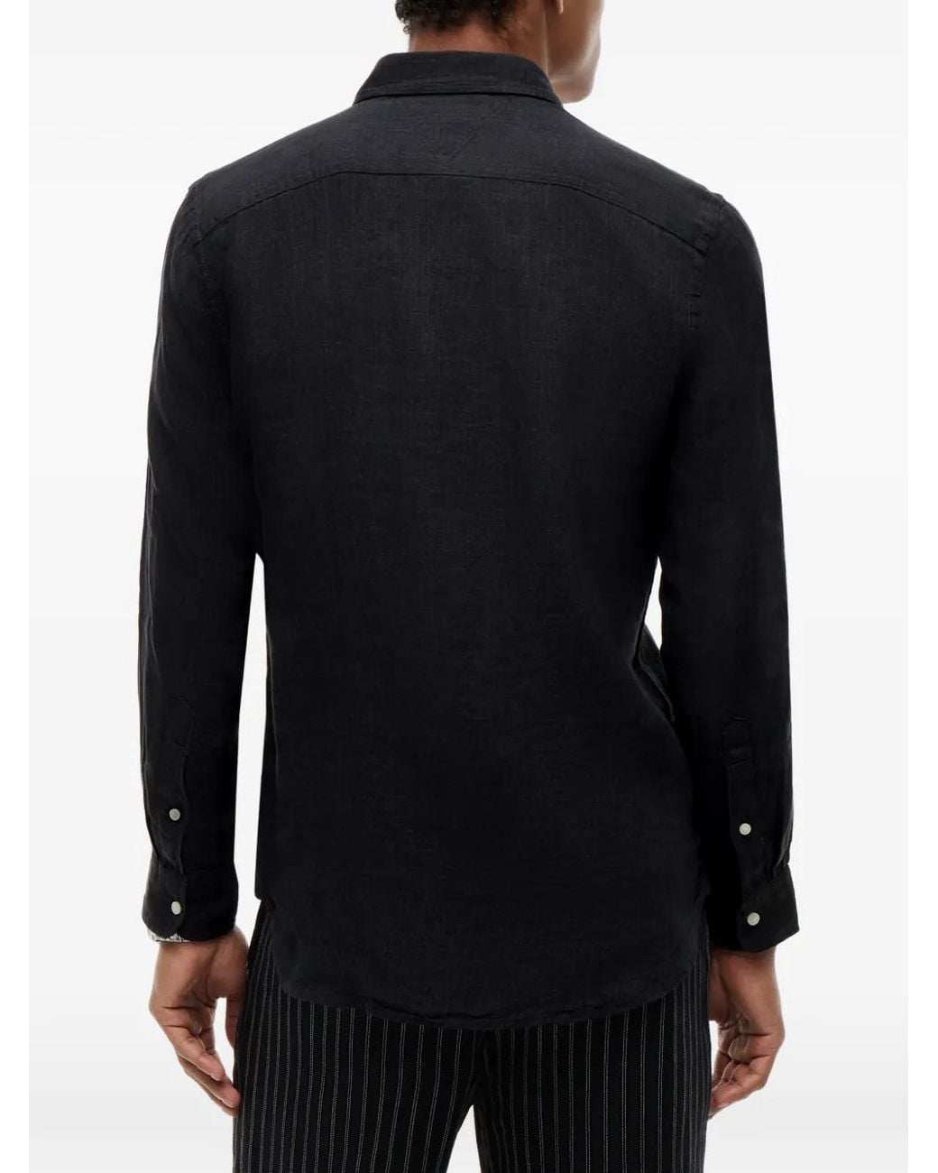 Tommy Hilfiger Black Washed Effect Embroidered-Logo Shirt for men