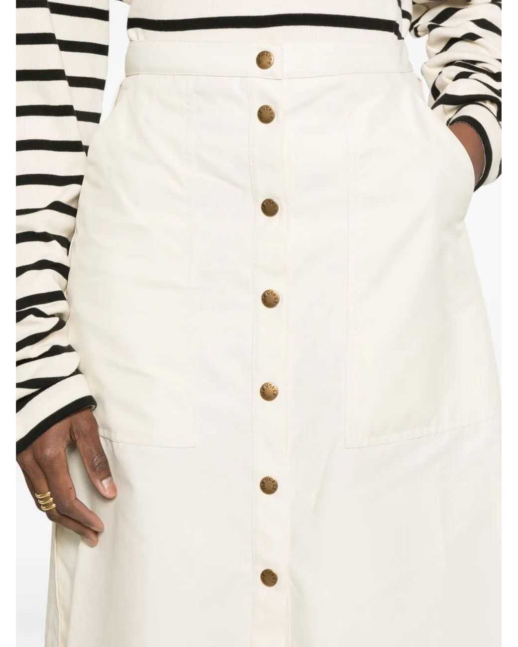 Moncler Natural Buttoned Midi Skirt