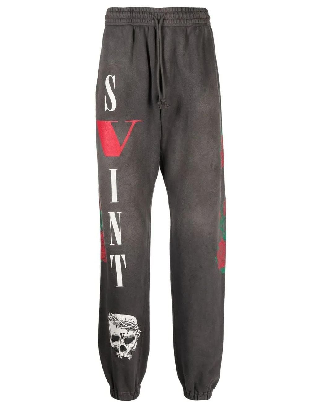 SAINT Mxxxxxx Gray X Vlone Logo-Print Joggers for men
