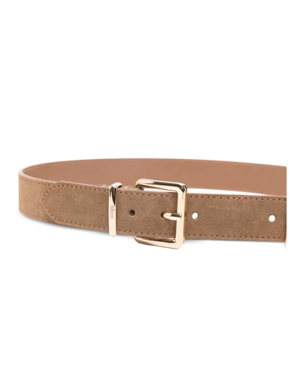 Maje White Double Buckle Suede Belt
