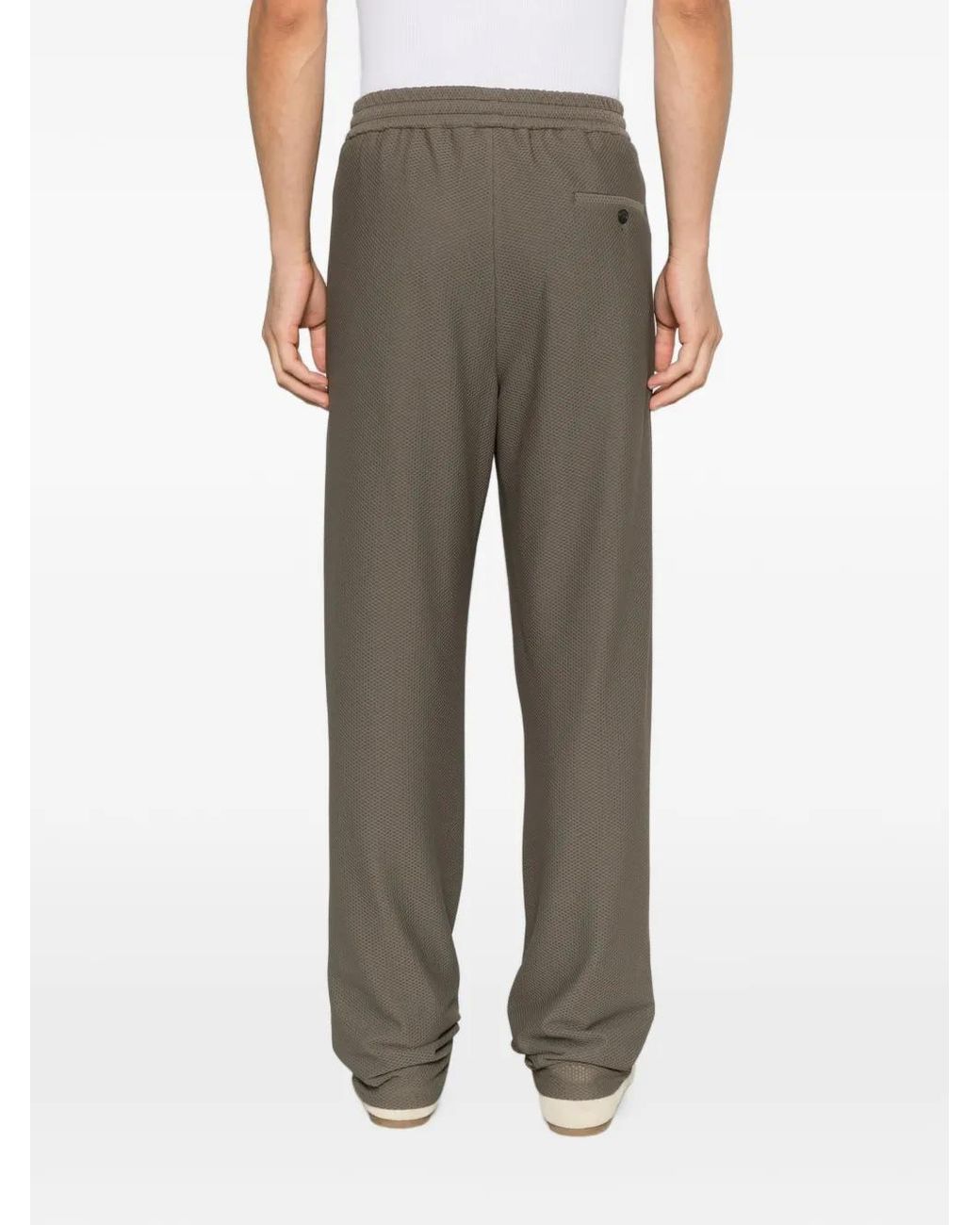 Giorgio Armani Gray Textured Elasticated-Waist Trousers for men