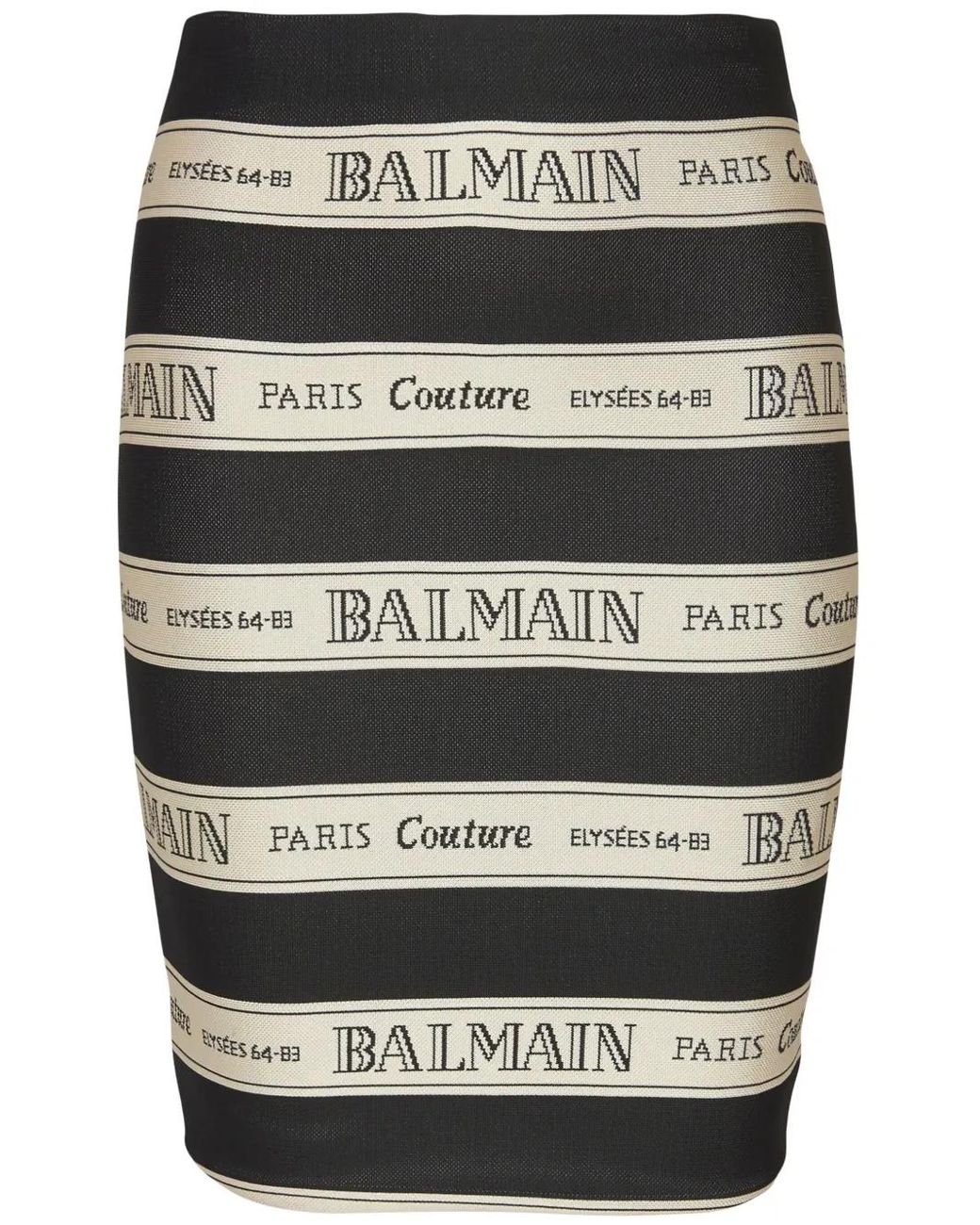 Balmain Black Striped Jacquard Short Skirt