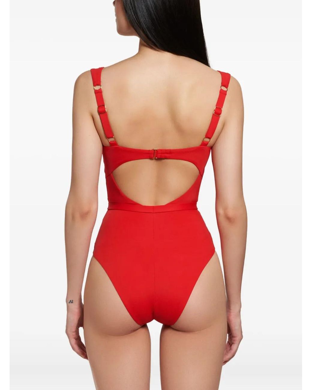 Noire Swimwear Red Belted Ruched Balconette Swimsuit
