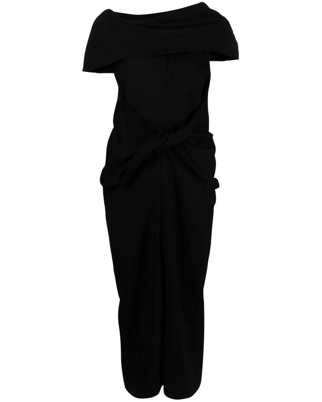 Ambush Black Asymmetric Mid-Length Dress