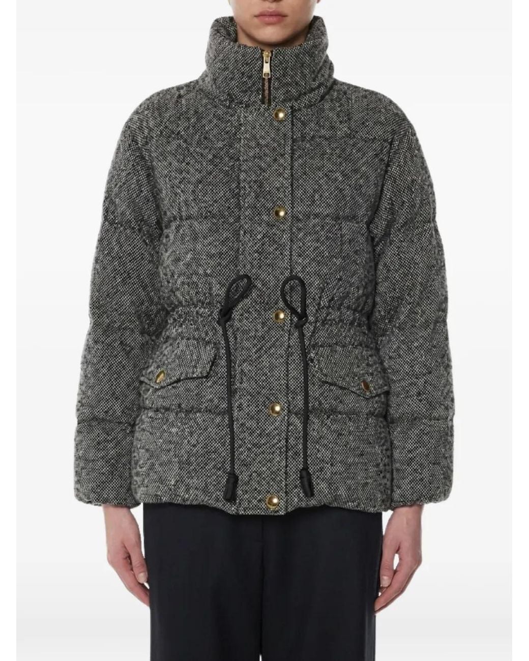 Moncler Gray Tweed-Effect Padded Jacket