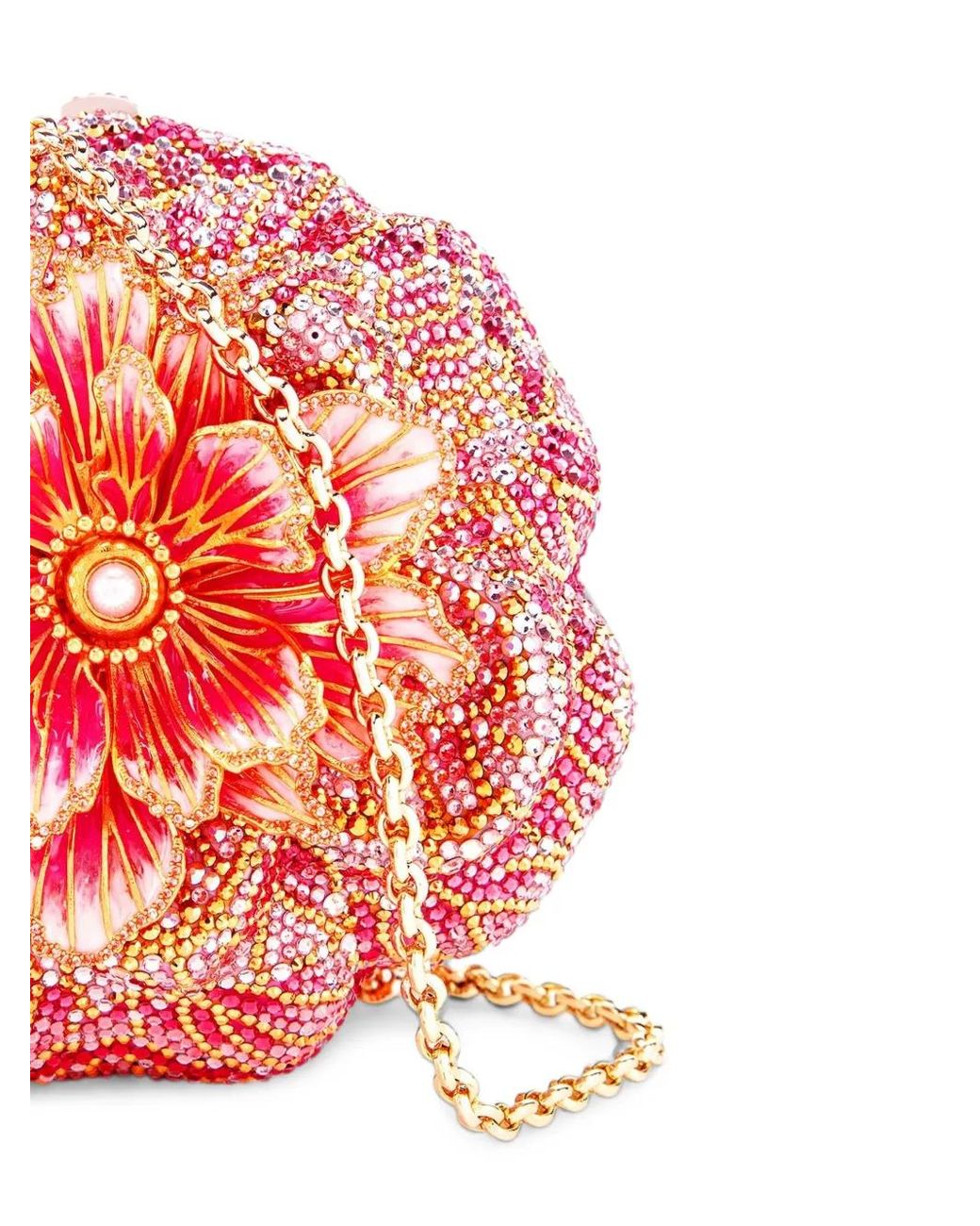 Judith Leiber White Magnolia Crystal-Embellished Flower Clutch Bag