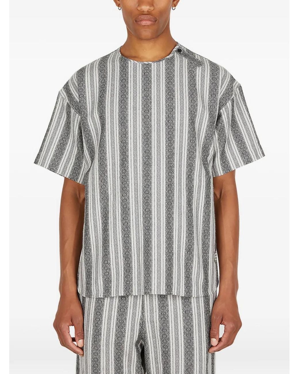 Snow Peak Gray Striped-Detail Shirt for men