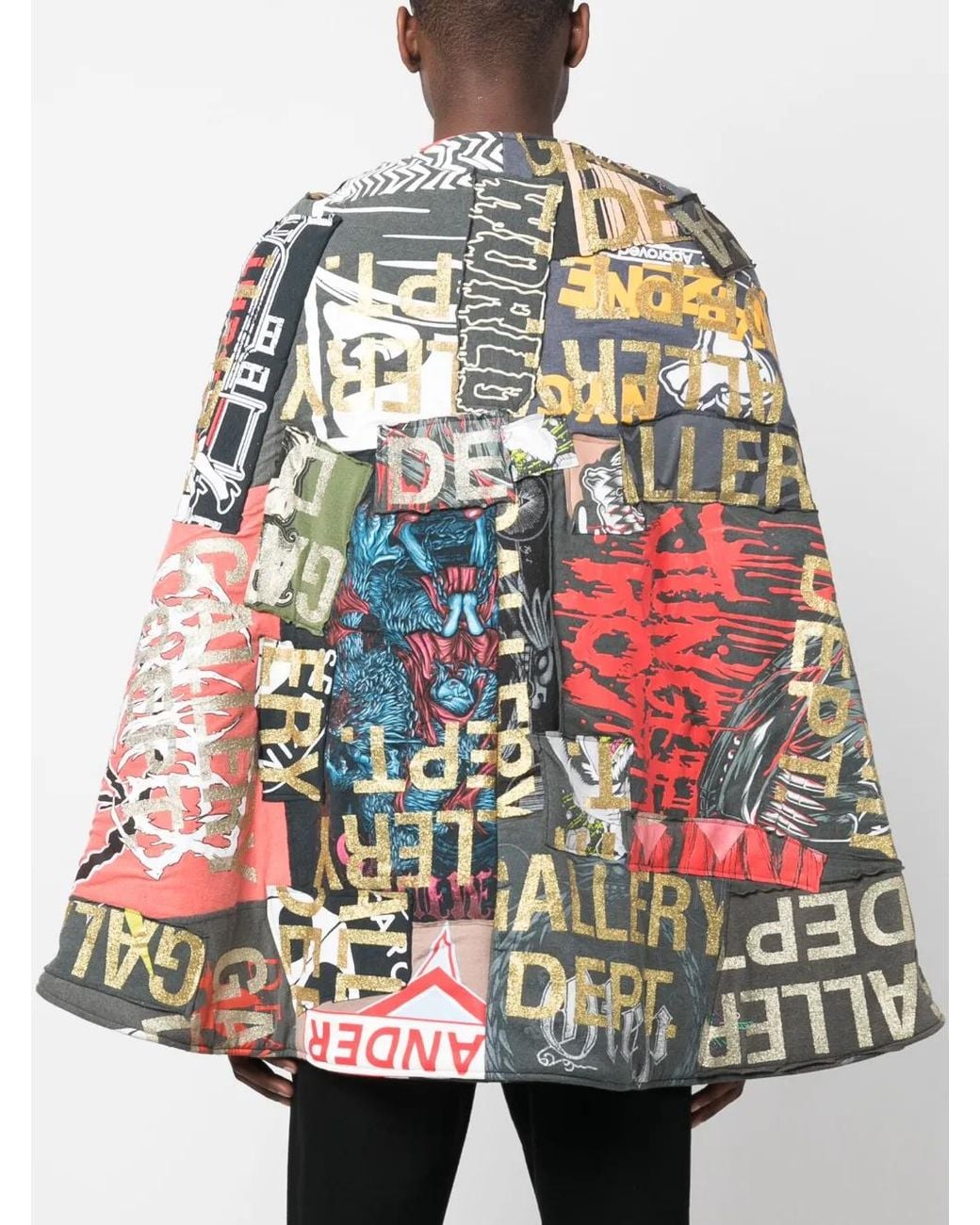 GALLERY DEPT. Black Logo-Patchwork Cotton Cape for men