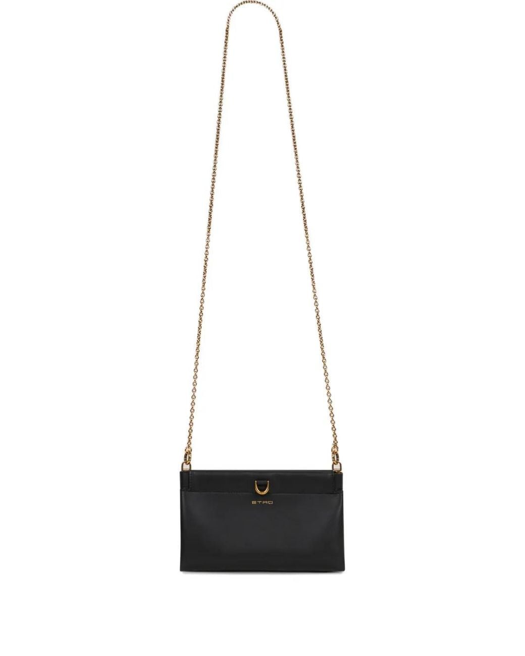 Etro White Mini Leather Clutch Talk With Chain Shoulder Strap